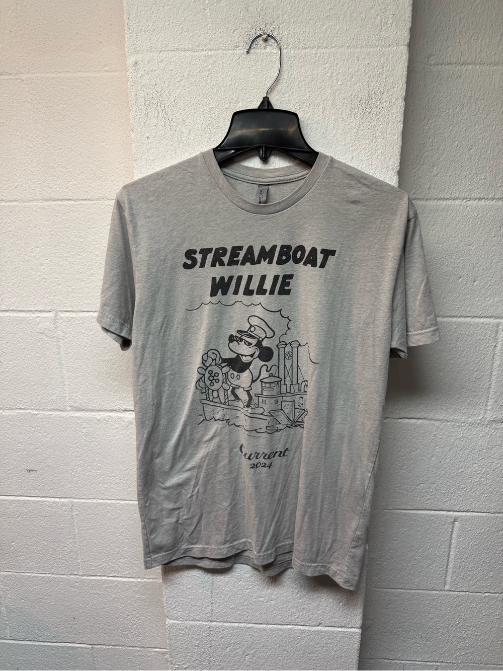 Next Level Apparel Streamboat Willie Graphic Tee - Light Gray